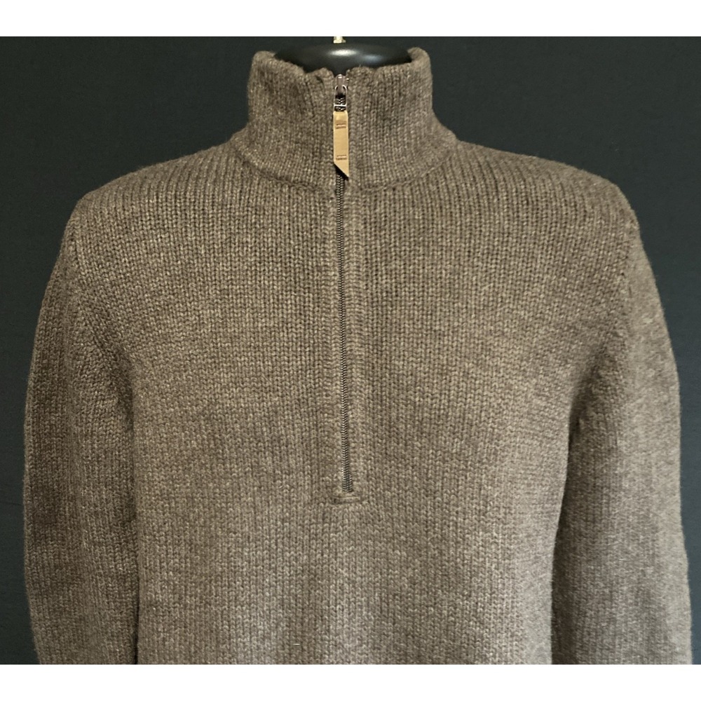 Eastern Mountain‎ Sports EMS Mens M Brown 1/4 Zip Heavy LambsWool Sweater